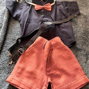T-Shirt & Shorts Set with Suspenders